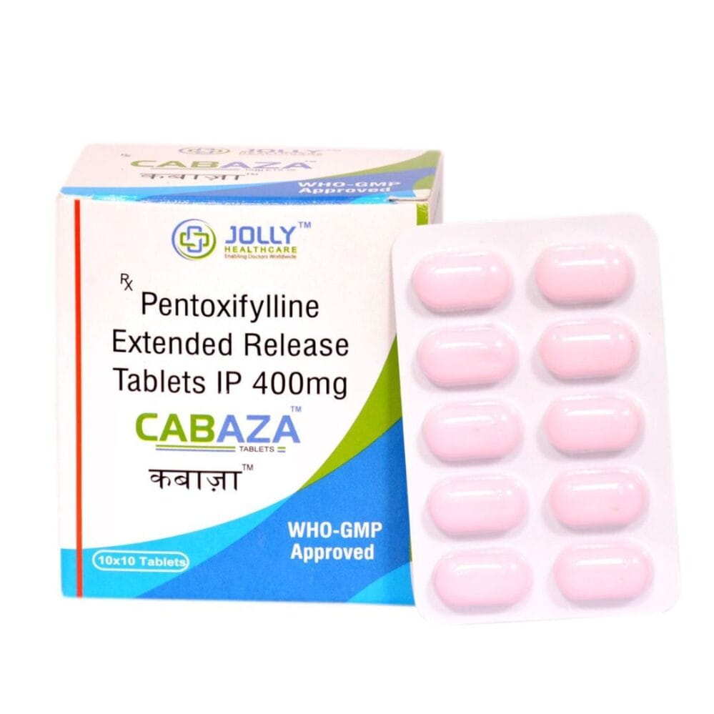 Pentoxifylline 400 mg (Trental) Extended-Release tablet packaging for the treatment of Peripheral Artery Disease (PAD) and Intermittent Claudication, ready for secure international distribution