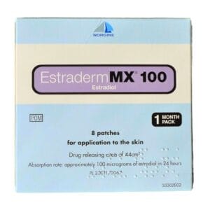 Estraderm MX 50 Transdermal Patch by NoRGINE – Alcohol-Free Matrix Estradiol 50 mcg/day HRT Patch for Menopause, Hot Flushes, Night Sweats and Postmenopausal Osteoporosis