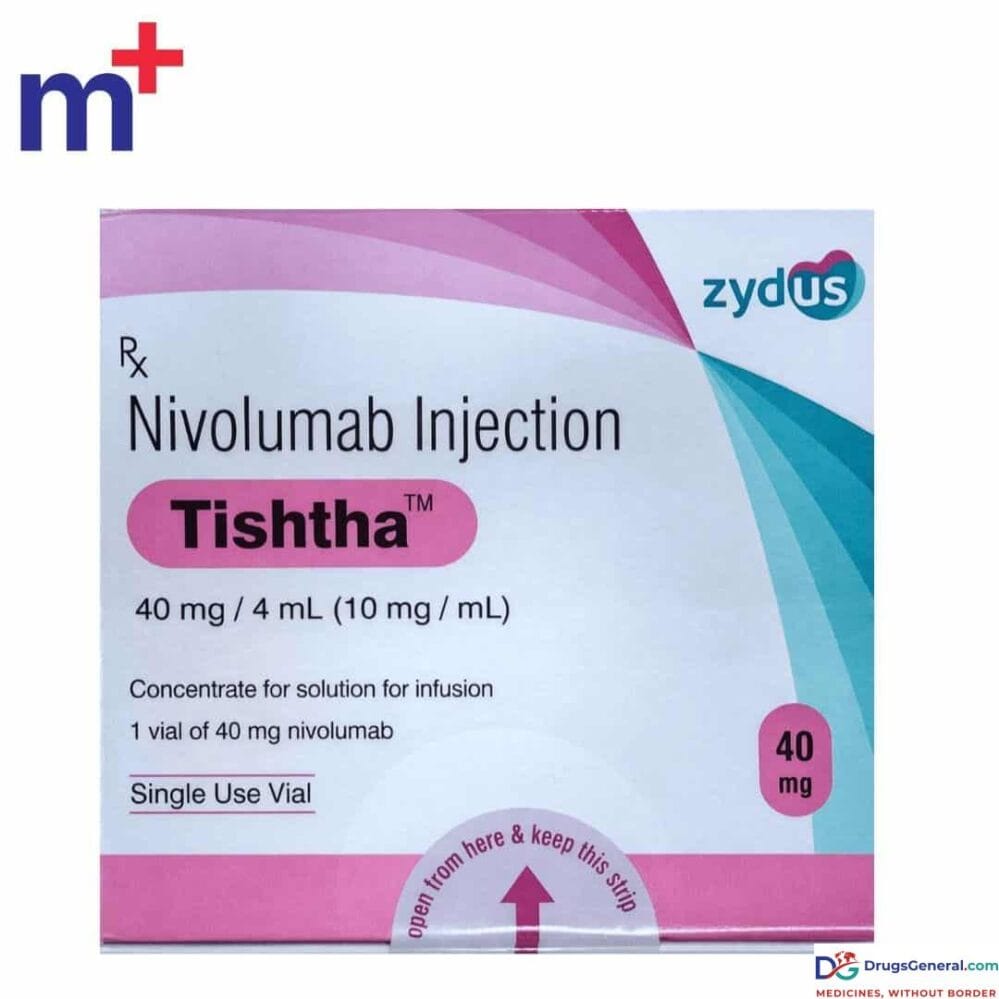 Tishtha 40mg single dose vial of Nivolumab injection by Zydus Lifesciences used for cancer immunotherapy